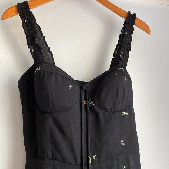 Floral romper with ruffle straps and padded top - Picture 2 of 3